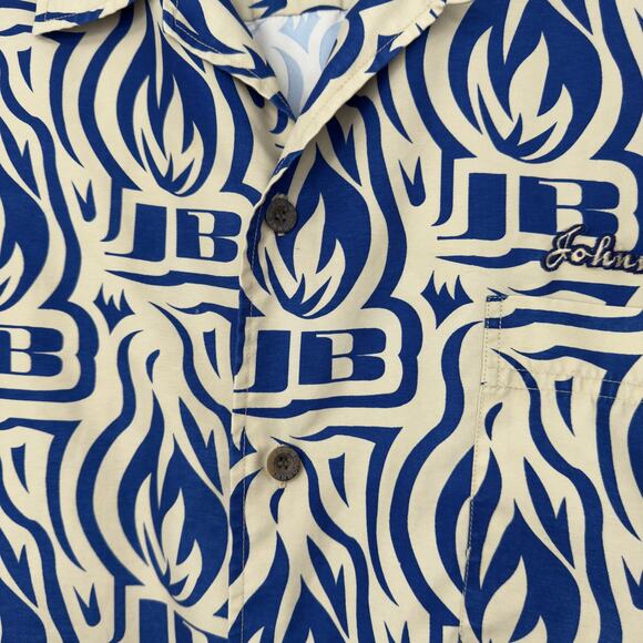 VTG Johnny Blaze Mens Button Up Shirt XL Flame Logo Spell Out Y2K Rap Streetwear - Picture 4 of 12